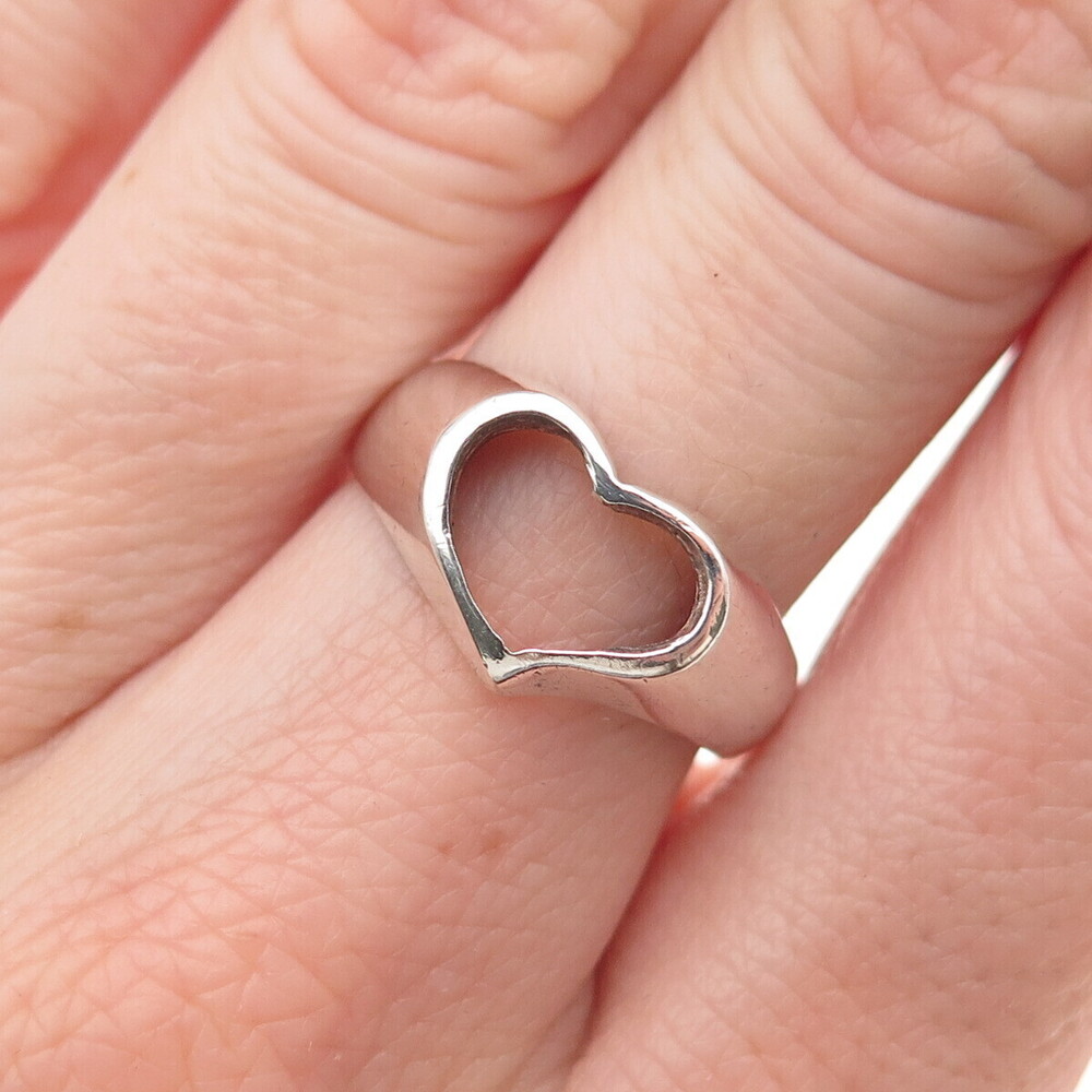 Chapal Zenray 925 Sterling Silver Vintage Open Heart Ring Size 7.25